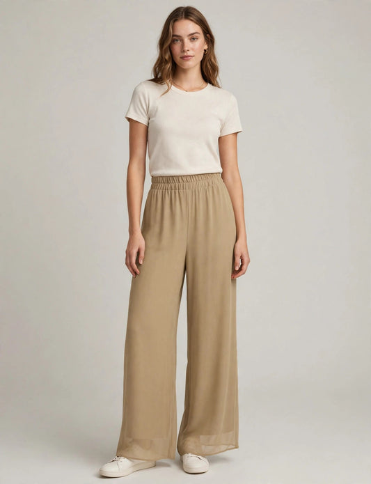 Wide Leg Palazzo/Chiffon Casual Pants