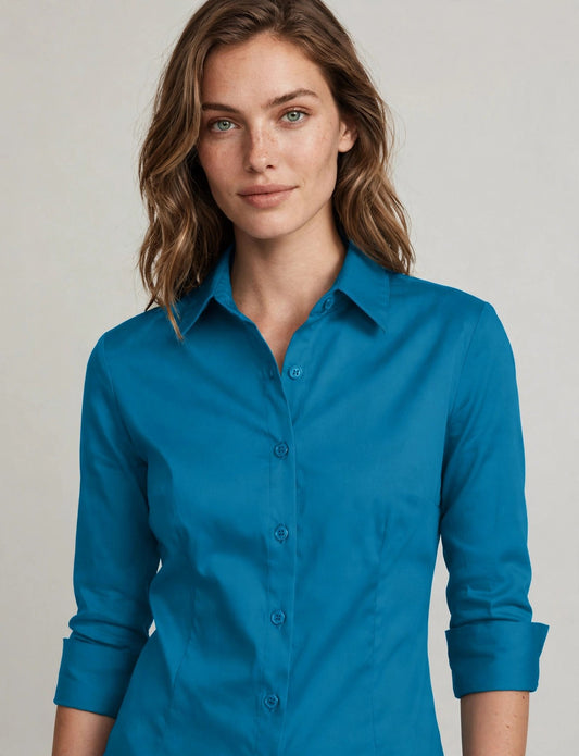 Roll Up 3/6 Sleeve Button Down Shirts With Stretch