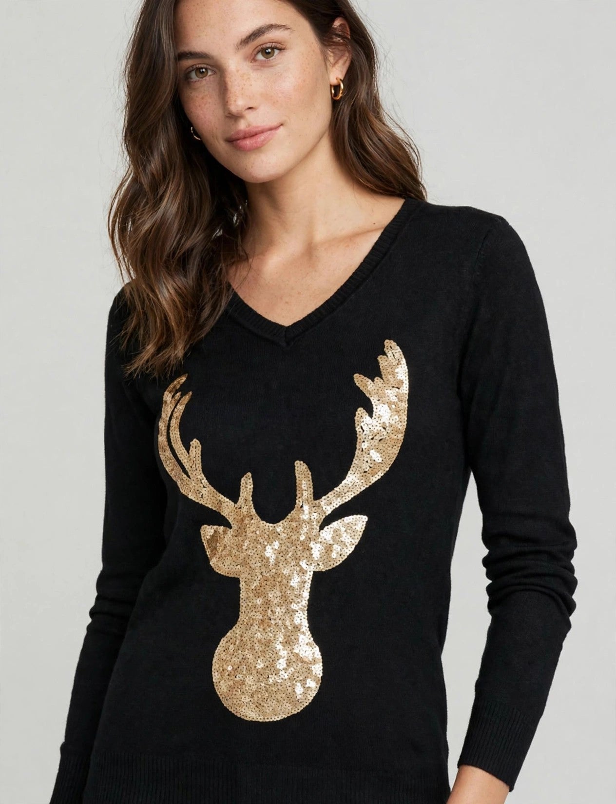Rudolph Long Sleeve Flat Sequins Top Sweater