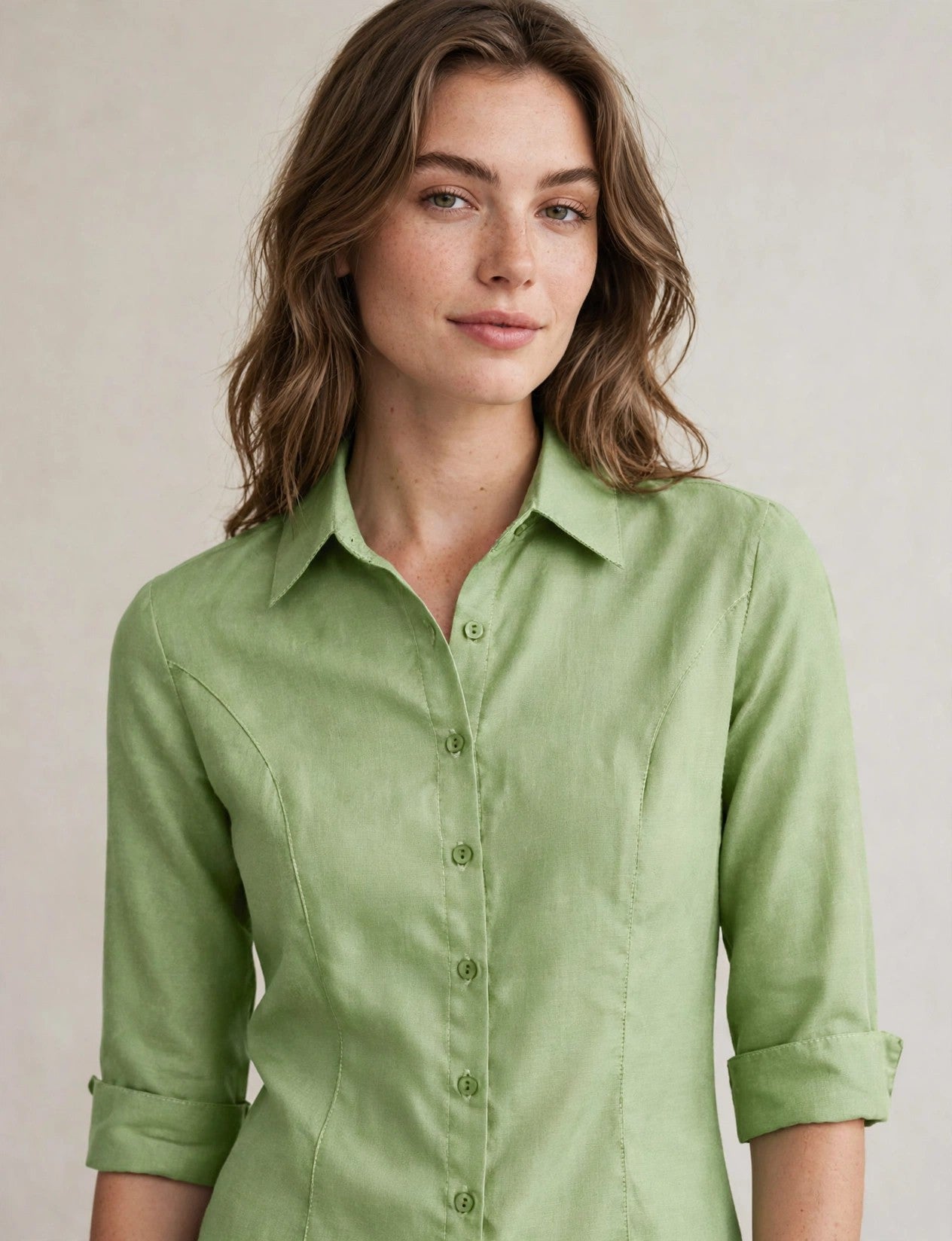 Stretch 3/4 Sleeve Roll Up Button Down Shirts