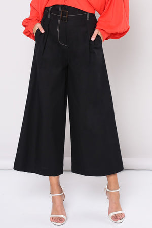 BELTED WIDE LEG PANTS