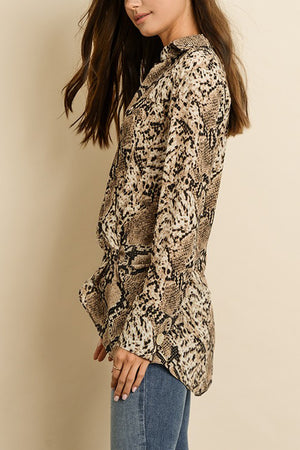 Snakeskin Surplice Blouse