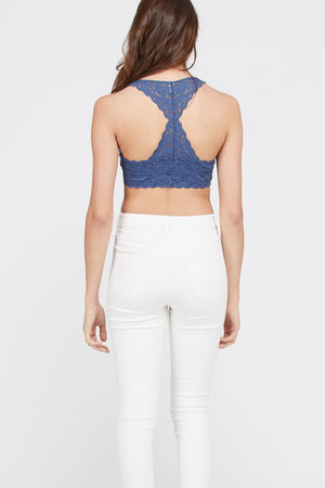 FLORAL LACE SCALLOP EDGE STRAP RACERBACK PADDED BRALETTE