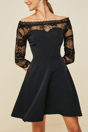 OFF-SHOULDER LACE MINI DRESS