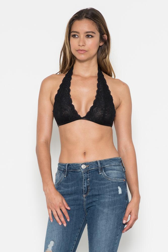 Black Plunge Bralette, Floral Lace Bralette