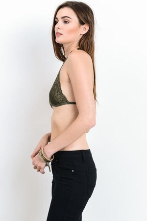 FLORAL LACE PLUNGE BRALETTE