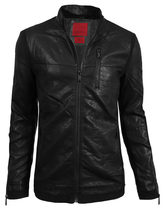 PREMIUM FAUX LEATHER MOTO JACKET NEMJ07