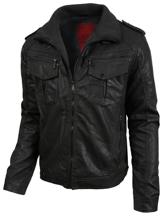PREMIUM FAUX LEATHER MOTO JACKET NEMJ08