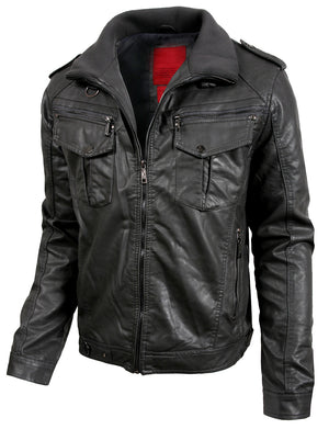 PREMIUM FAUX LEATHER MOTO JACKET NEMJ08 