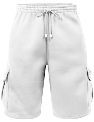 ELASTIC DRAWSTRING FLEECE CARGO SWEAT SHORTS NEMP07 