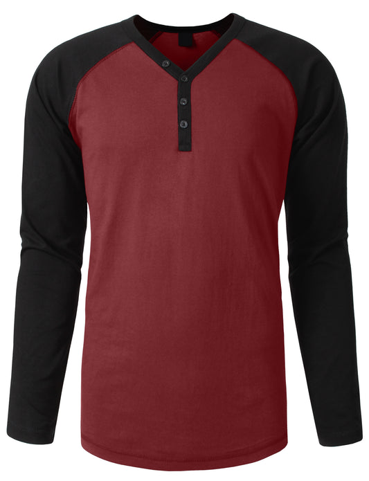 LONG SLEEVE RAGLAN T-SHIRTS WITH BUTTON PLACKET NEMT24