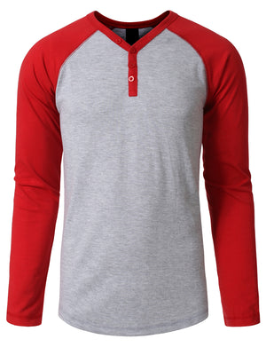 LONG SLEEVE RAGLAN T-SHIRTS WITH BUTTON PLACKET NEMT24 PLUS