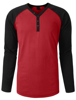 LONG SLEEVE RAGLAN T-SHIRTS WITH BUTTON PLACKET NEMT24 PLUS