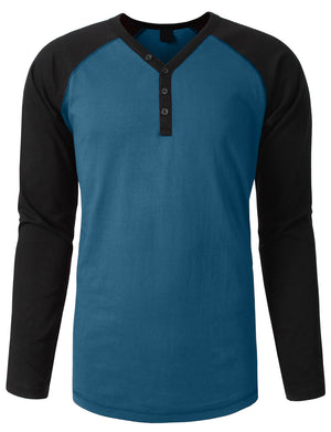 LONG SLEEVE RAGLAN T-SHIRTS WITH BUTTON PLACKET NEMT24 