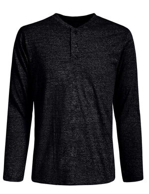 HALF BUTTON DOWN HENLEY LONG SLEEVE T-SHIRTS NEMT274 PLUS