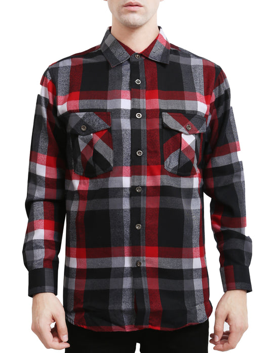 LIGHT WEIGHT LONG SLEEVE PLAID BUTTON DOWN DRESS SHIRTS NEMT41