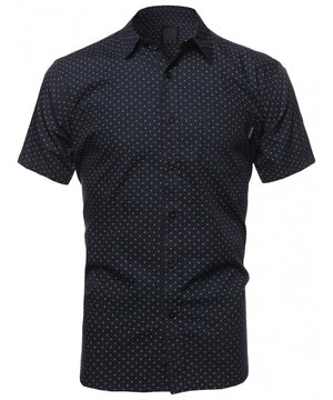 CASUAL DRESS SOLID SHORT SLEEVE FITTED BUTTON DOWN OXFORD SHIRTS NEMT8002 