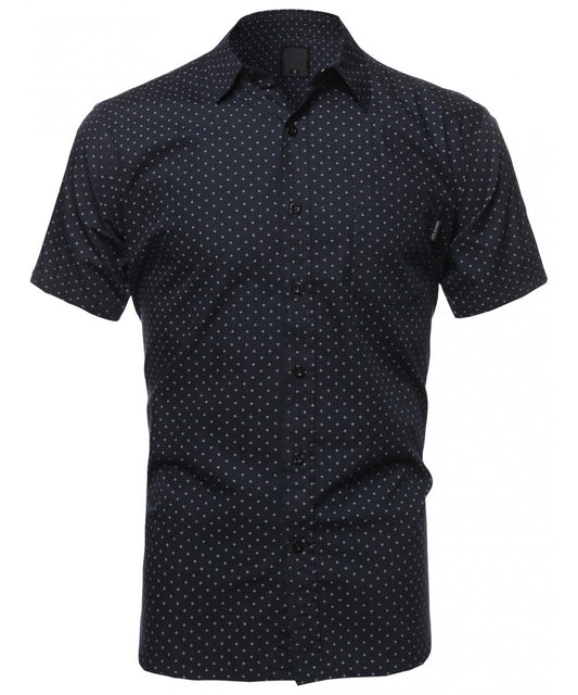 CASUAL DRESS SOLID SHORT SLEEVE FITTED BUTTON DOWN OXFORD SHIRTS NEMT8002