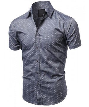 CASUAL DRESS SOLID SHORT SLEEVE FITTED BUTTON DOWN OXFORD SHIRTS NEMT8003 