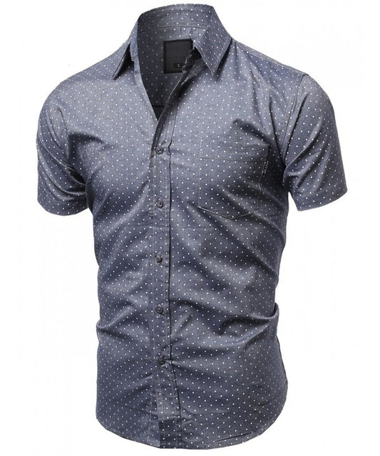 CASUAL DRESS SOLID SHORT SLEEVE FITTED BUTTON DOWN OXFORD SHIRTS NEMT8003