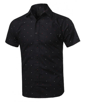 CASUAL DRESS SOLID SHORT SLEEVE FITTED BUTTON DOWN OXFORD SHIRTS NEMT803 PLUS