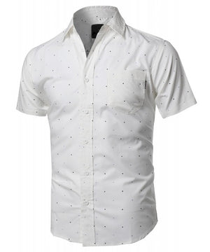 CASUAL DRESS SOLID SHORT SLEEVE FITTED BUTTON DOWN OXFORD SHIRTS NEMT803 
