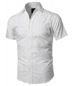 CASUAL DRESS SOLID SHORT SLEEVE FITTED BUTTON DOWN OXFORD SHIRTS NEMT803 PLUS