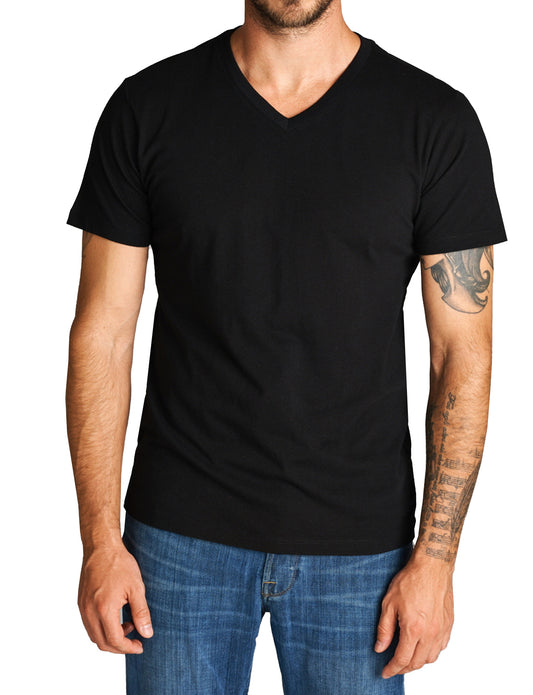 BASIC WIGHT V-NECK LINE SHORT SLEEVE T-SHIRTS NEMT81