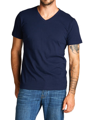 BASIC WIGHT V-NECK LINE SHORT SLEEVE T-SHIRTS NEMT81 