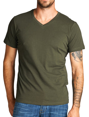 BASIC WIGHT V-NECK LINE SHORT SLEEVE T-SHIRTS NEMT81 