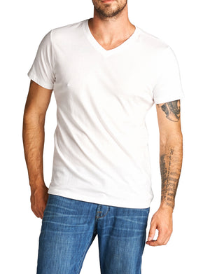 BASIC WIGHT V-NECK LINE SHORT SLEEVE T-SHIRTS NEMT81 