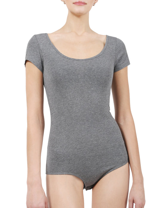 LIGHT WEIGHT SHORT SLEEVE SCOOP NECK LOW CUT BACK BODYSUIT NEWBS07