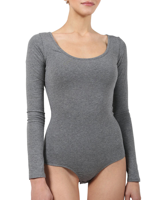 LIGHT WEIGHT LONG SLEEVE SCOOP NECK LOW CUT BACK BODYSUIT NEWBS09