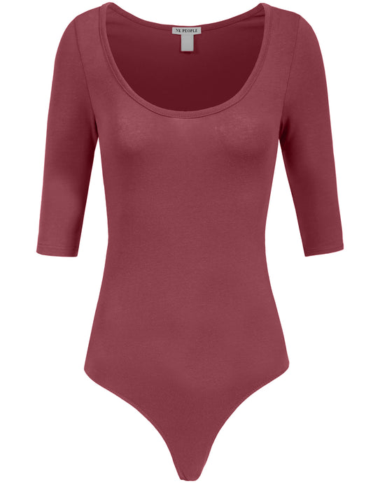 FITTED SEXY ELBOW SLEEVE BASIC BODY SUIT NEWBS24