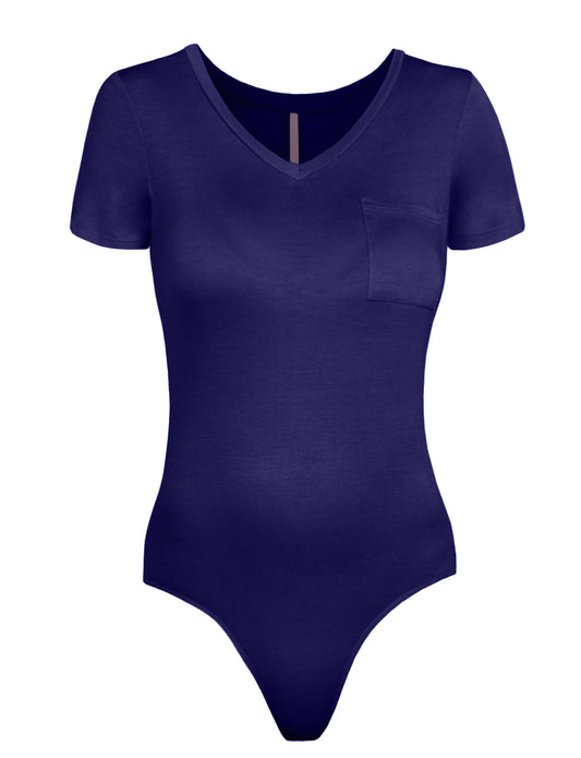 SEXY SIMPLE FITTED STRETCH FRONT POCKET SNAP THONG BODYSUIT NEWBS33