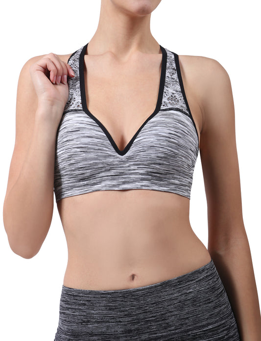 LIGHT WEIGHT FUNCTIONAL SEAMLESS COMFORT HEATHERED RACERBACK BRA NEWBT06 