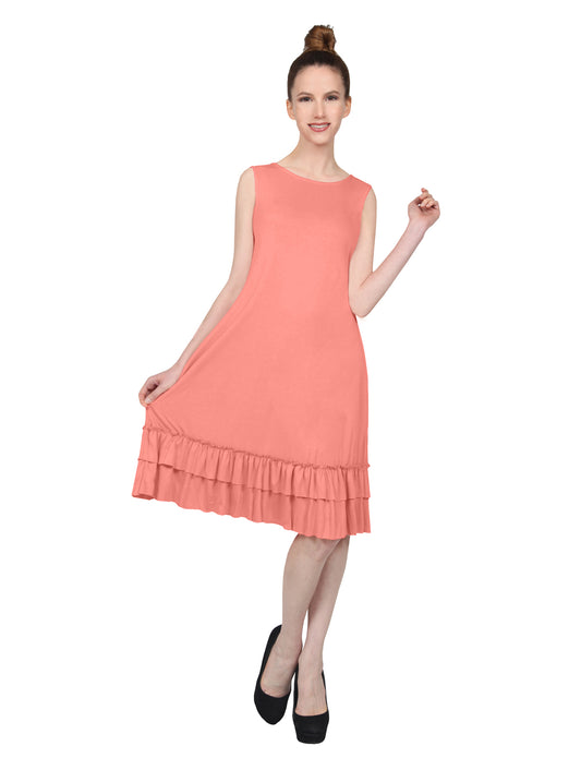 STRETCHY SLEEVELESS RUFFLE HEM DRESS NEWDR209 PLUS