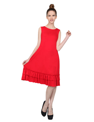 STRETCHY SLEEVELESS RUFFLE HEM DRESS NEWDR209 