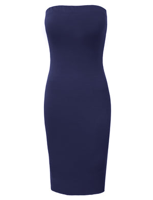 BASIC KNEE HIGH STRAPLESS COCKTAIL PENCIL DRESS NEWDR23 