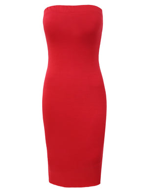 BASIC KNEE HIGH STRAPLESS COCKTAIL PENCIL DRESS NEWDR23 