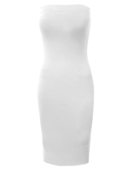 BASIC KNEE HIGH STRAPLESS COCKTAIL PENCIL DRESS NEWDR23
