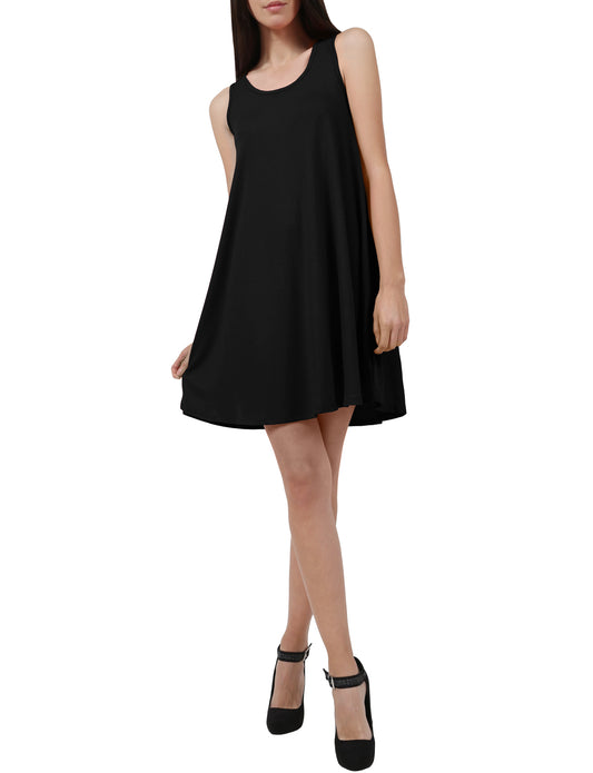 LIGHT WEIGHT STRETCH ABOVE KNEE SLEEVELESS FLARED SWING DRESS NEWDR37