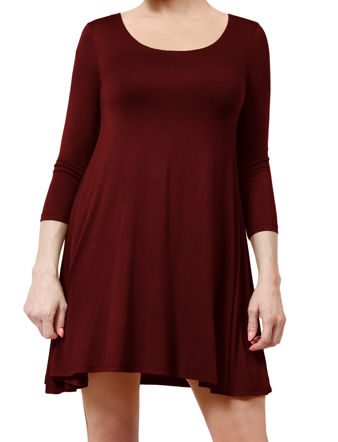WOMEN FLOWING CREW NECK LONG SLEEVE TUNIC DRESS NEWDR63 