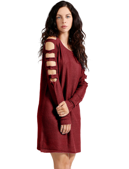 LADDER LONG SLEEVE LOOSE FIT TUNIC SWEATER DRESS NEWDR90