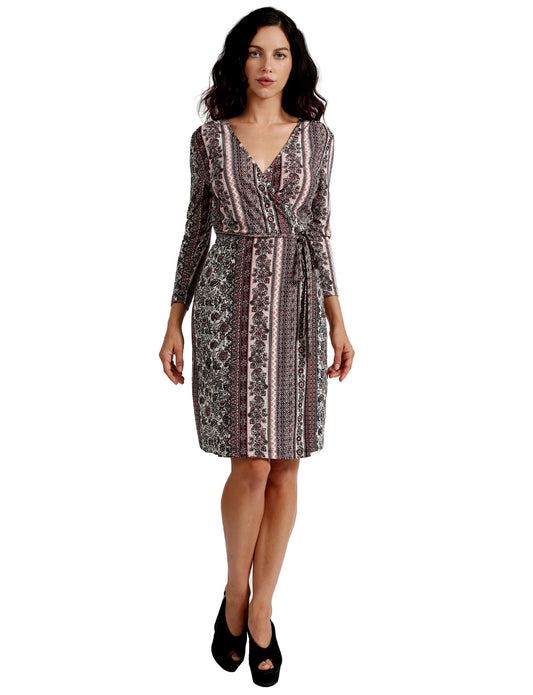 SEXY BASIC BRUSHED PRINT WRAP DRESS NEWDR92