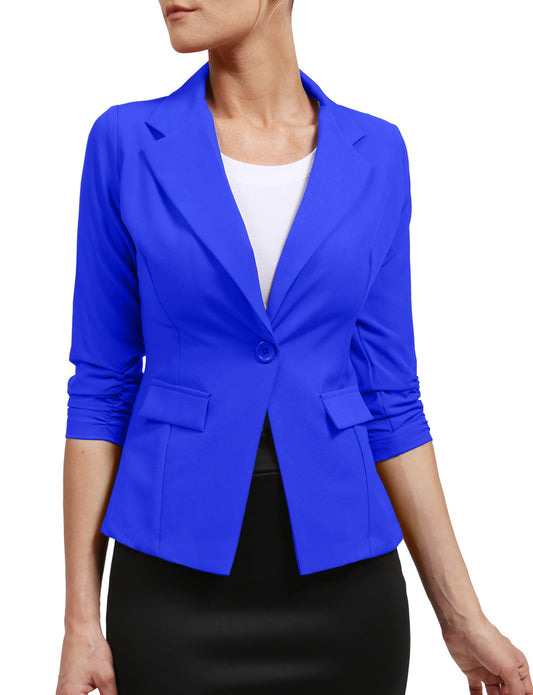 ONE BUTTON 3/4 SLEEVE SUIT BLAZER OFFICE JACKET NEWJ111