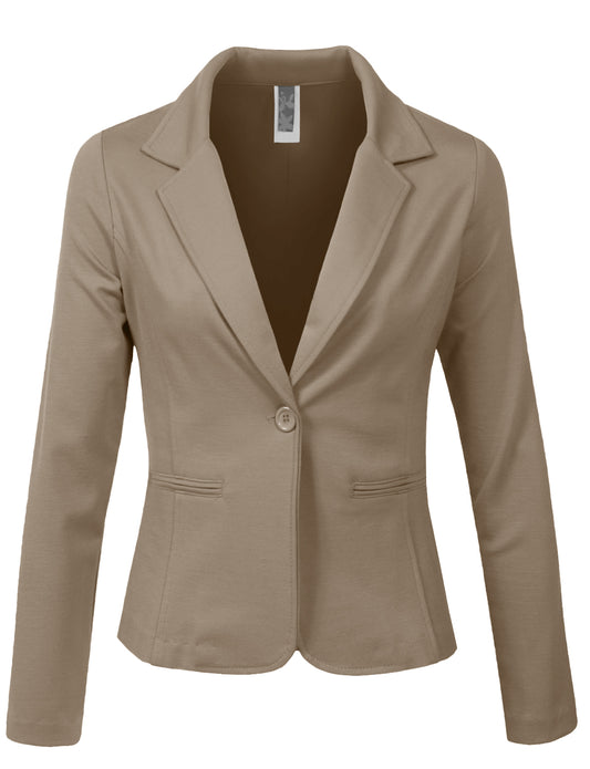 LONG SLEEVE ONE BUTTON TAILORED BLAZER OFFICE JACKET NEWJ113