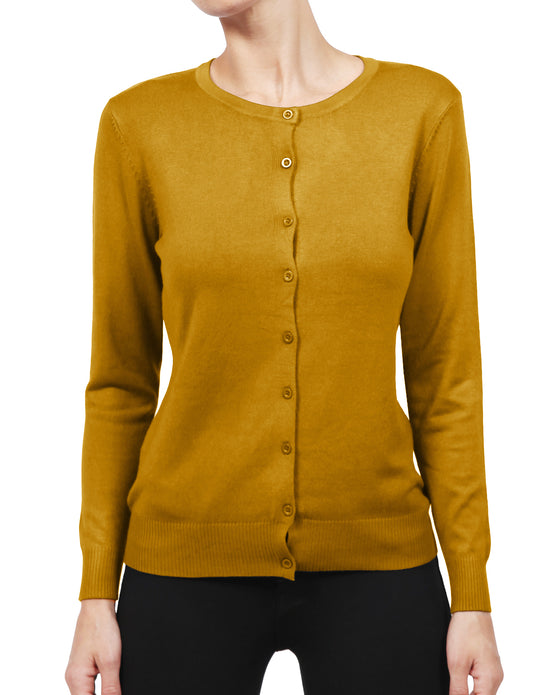 U-NECK LINE LONG SLEEVE BUTTON END CARDIGAN NEWJ120 PLUS