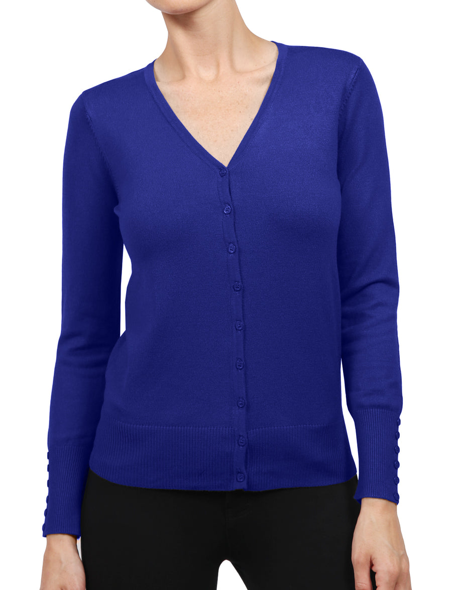 WOMEN ROUND NECK BASIC LONG SLEEVE SOFT FABRIC CARDIGAN NEWJ121 