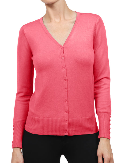 WOMEN ROUND NECK BASIC LONG SLEEVE SOFT FABRIC CARDIGAN NEWJ121 PLUS